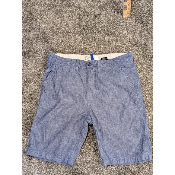 H&M Other - Divided H&M Mens Blue Chambray Cotton Flat Front Shorts Size 32